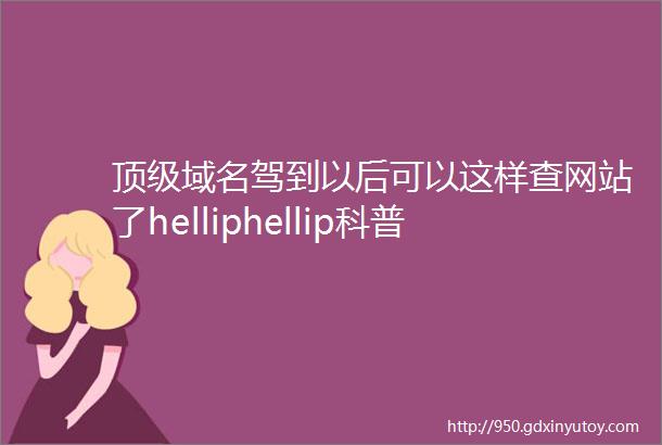 顶级域名驾到以后可以这样查网站了helliphellip科普